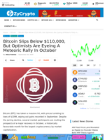 Bitcoin Slips Below $110,000, But Optimists Are Eyeing A Meteoric Rally In October ⋆ ZyCrypto