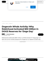 Dogecoin Whale Activity: Why Robinhood Activated $30 Million in DOGE Reserves for 'Doge Day' - U.Today