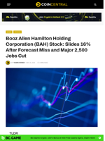 Booz Allen Hamilton Holding Corporation (BAH) Stock: Slides 16% After Forecast Miss and Major 2,500 Jobs Cut