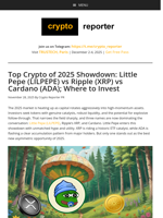 Top Crypto of 2025 Showdown: Little Pepe (LILPEPE) vs Ripple (XRP) vs Cardano (ADA); Where to Invest