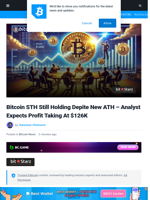 Bitcoin STH Still Holding Depite New ATH – Analyst Expects Profit Taking At $126K | Bitcoinist.com