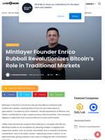 Mintlayer Founder Enrico Rubboli Revolutionizes Bitcoin’s Role in Traditional Markets | Live Bitcoin News