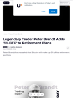 Legendary Trader Peter Brandt Adds '5% BTC' to Retirement Plans - U.Today