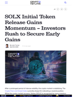 SOLX Initial Token Release Gains Momentum — Investors Rush to Secure Early Gains