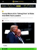 Trump Warns AI Is ‘Taking Over’ at State Visit With Tech Leaders - CoinCentral