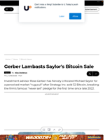 Gerber Lambasts Saylor's Bitcoin Sale - U.Today