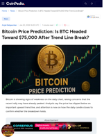 Bitcoin Price Prediction: Is BTC Headed Toward $75,000 After Trend Line Break?