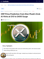 XRP Price Prediction from Elon Musk’s Grok AI Hints at $10 to $400 Surge
