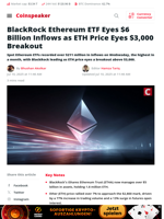 BlackRock’s ETH ETF Could Draw $6B as Price Nears $3K