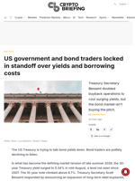 US government and bond traders locked in standoff over yields and borrowing costs