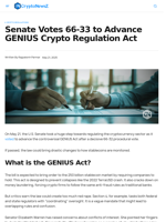 Senate Votes 66-33 to Advance GENIUS Crypto Regulation Act