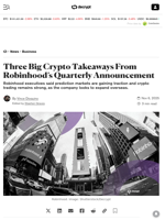 Three Big Crypto Takeaways From Robinhood’s Quarterly Announcement - Decrypt