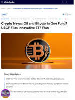 Crypto News: Oil and Bitcoin in One Fund? USCF Files Innovative ETF Plan