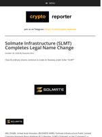 Solmate Infrastructure (SLMT) Completes Legal Name Change