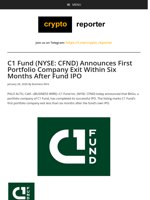 C1 Fund (NYSE: CFND) Announces First Portfolio Company Exit Within Six Months After Fund IPO