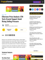 Ethereum Price Analysis: ETH Tests Crucial Support Amid Rising Selling Pressure