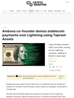 Amboss co-founder demos stablecoin payments over Lightning using Taproot Assets