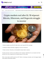 Crypto markets reel after $1.7B wipeout: Bitcoin, Ethereum, and Dogecoin struggle to recover - CoinJournal