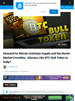 Bitcoin Price Skyrockets as Demand Outstrips Supply and Bonds Market Breaks: BTC Bull Token to Rally