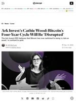 Ark Invest’s Cathie Wood: Bitcoin’s Four-Year Cycle Will Be ‘Disrupted’ - Decrypt