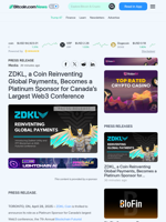 ZDKL, a Coin Reinventing Global Payments, Becomes a Platinum Sponsor for Canada’s Largest Web3 Conference – Press release Bitcoin News
