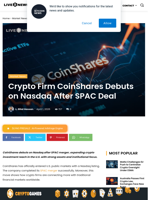 Crypto Firm CoinShares Debuts on Nasdaq After SPAC Deal | Live Bitcoin News