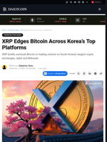XRP Edges Bitcoin Across Korea’s Top Platforms - DailyCoin
