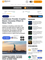 Coinbase Funds Crypto Basic Income Pilot in New York – Crypto News Bitcoin News