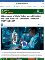 3 Hours Ago, a Whale Wallet Moved $50,000 Into Ozak AI at $0.012 What Do They Know That You Don’t?