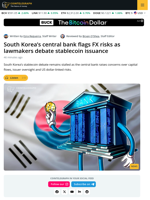 South Korea Central Bank Warns Stablecoins Could Complicate FX Controls