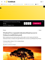 WisdomTree expands tokenized fund access to Solana in multichain push