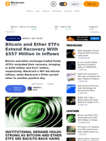 Bitcoin and Ether ETFs Extend Recovery With $557 Million in Inflows – Markets and Prices Bitcoin News