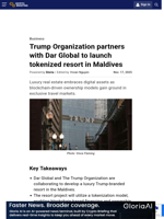 Trump Organization partners with Dar Global to launch tokenized resort in Maldives