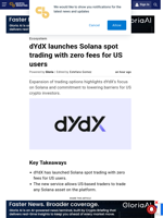 dYdX launches Solana spot trading with zero fees for US users