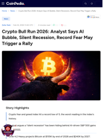 Crypto Bull Run 2026: AI Bubble, Silent Recession May Trigger Next Rally