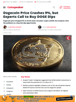 Dogecoin Price Crashes 9%, but Experts Call to Buy DOGE Dips - Coinspeaker