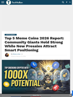 Top 5 Meme Coins 2026 Report: Community Giants Hold Strong While New Presales Attract Smart Positioning - TechBullion