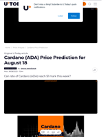 Cardano (ADA) Price Prediction for August 18 - U.Today