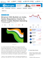 Binance CEO Bullish on India, Seeks Regulatory Clarity to Boost Crypto Market Standing ⋆ ZyCrypto