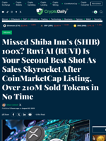 Missed Shiba Inu’s (SHIB) 100x? Ruvi AI (RUVI) Is Your Second Best Shot As Sales Skyrocket After CoinMarketCap Listing, Over 210M Sold Tokens in No Time - Crypto Daily
