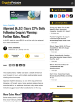 Algorand (ALGO) Soars 22% Daily Following Google's Warning: Further Gains Ahead?
