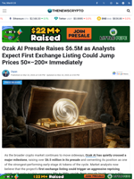 Ozak AI Presale Raises $6.5M as Analysts Expect First Exchange Listing Could Jump Prices 50×–200× Immediately