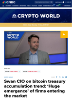 Swan CIO on bitcoin treasury accumulation trend: 'Huge emergence' of firms entering the market