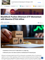 BlackRock Pushes Ethereum ETF Momentum with Massive ETHA Inflow