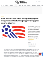 FIFA World Cup 2026's long-range goal surge is quietly fueling crypto's biggest sports play yet