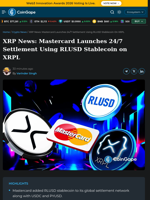 XRP News: Mastercard Launches 24/7 Settlement Using RLUSD Stablecoin on XRPL
