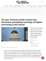 10-year Treasury yield crosses key threshold, prompting warnings of higher borrowing costs ahead