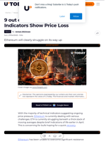 9 out of 10 Ethereum (ETH) Key Indicators Show Price Loss