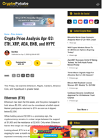 Crypto Price Analysis Apr-03: ETH, XRP, ADA, BNB, and HYPE