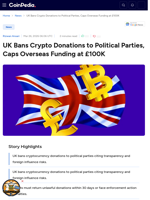 UK Bans Crypto Donations to Political Parties